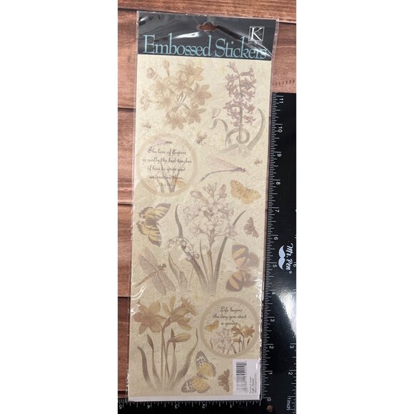 TIM COFFEY K&COMPANY STICKERS EMBOSSED GLITTERED FLOWERS BUTTERFLIES GLITTER 27P - Picture 2 of 3